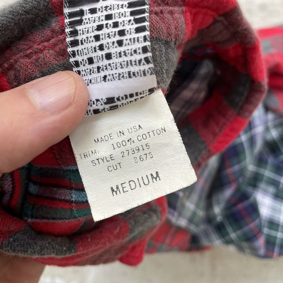 Vintage 90’s L.E.I. Patchwork Cotton Plaid Button Up Shirt Men’s Medium - Picture 7 of 7